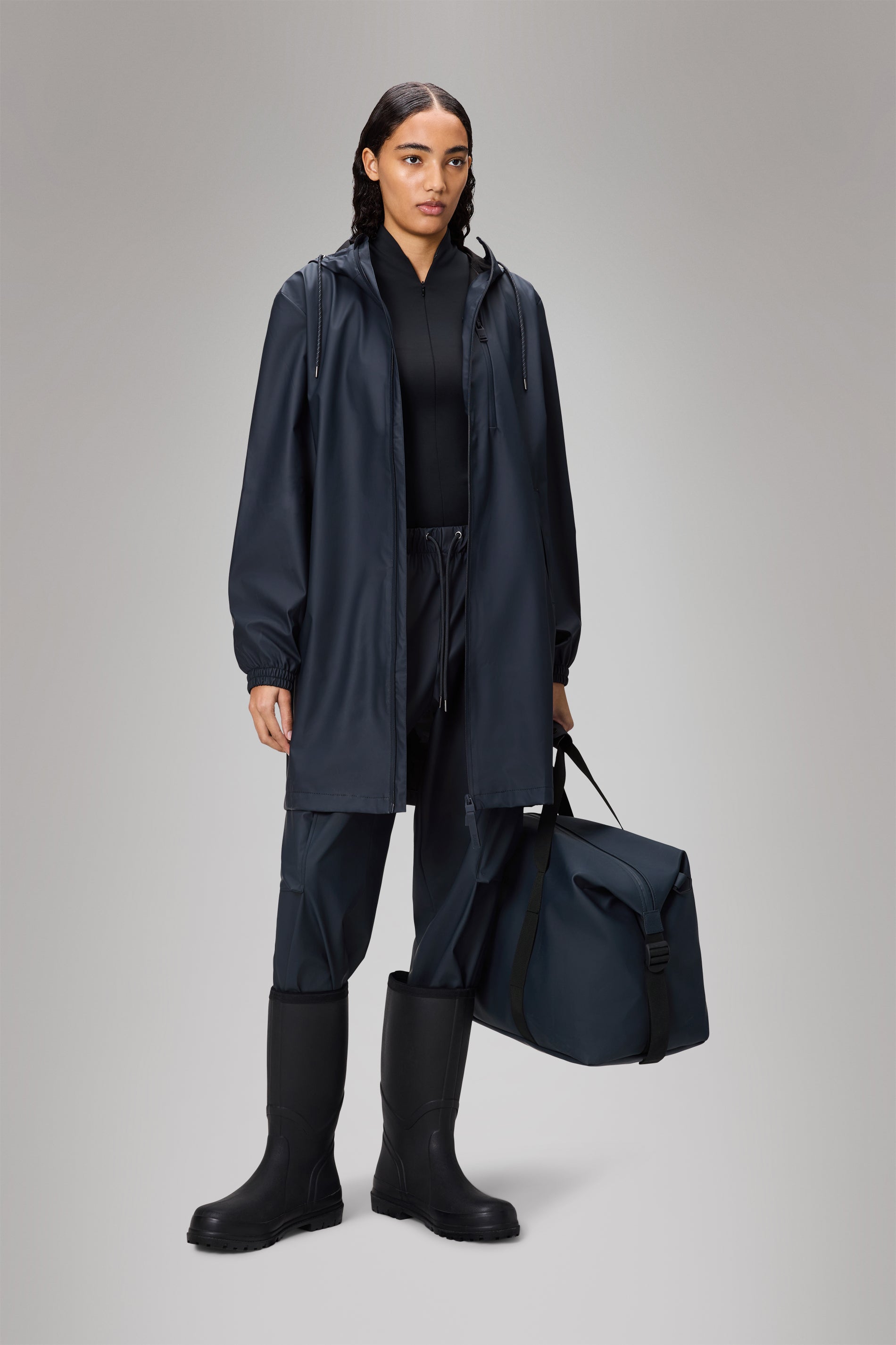 RAINS Long Storm Breaker Navy Jacket